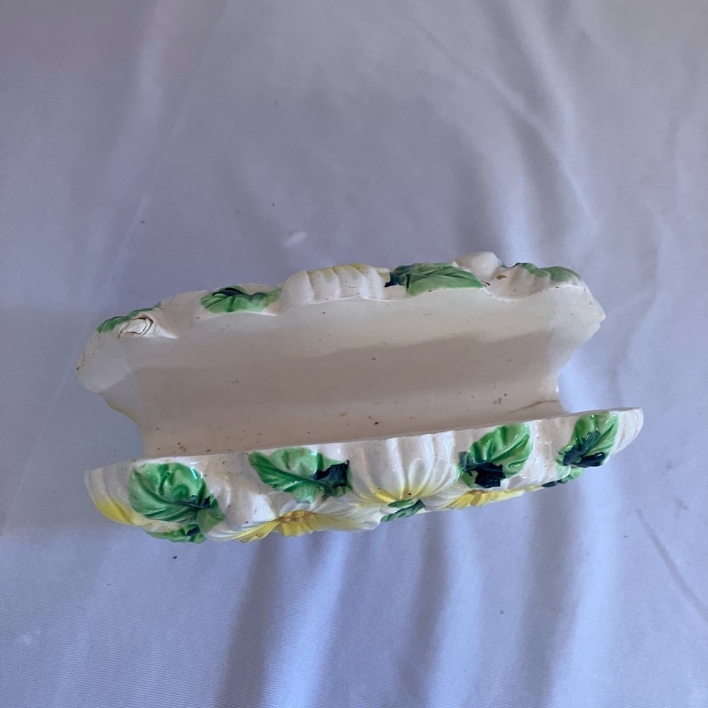 Floral Ceramic Planter with Yellow and Green Accents - Picture 2 of 9